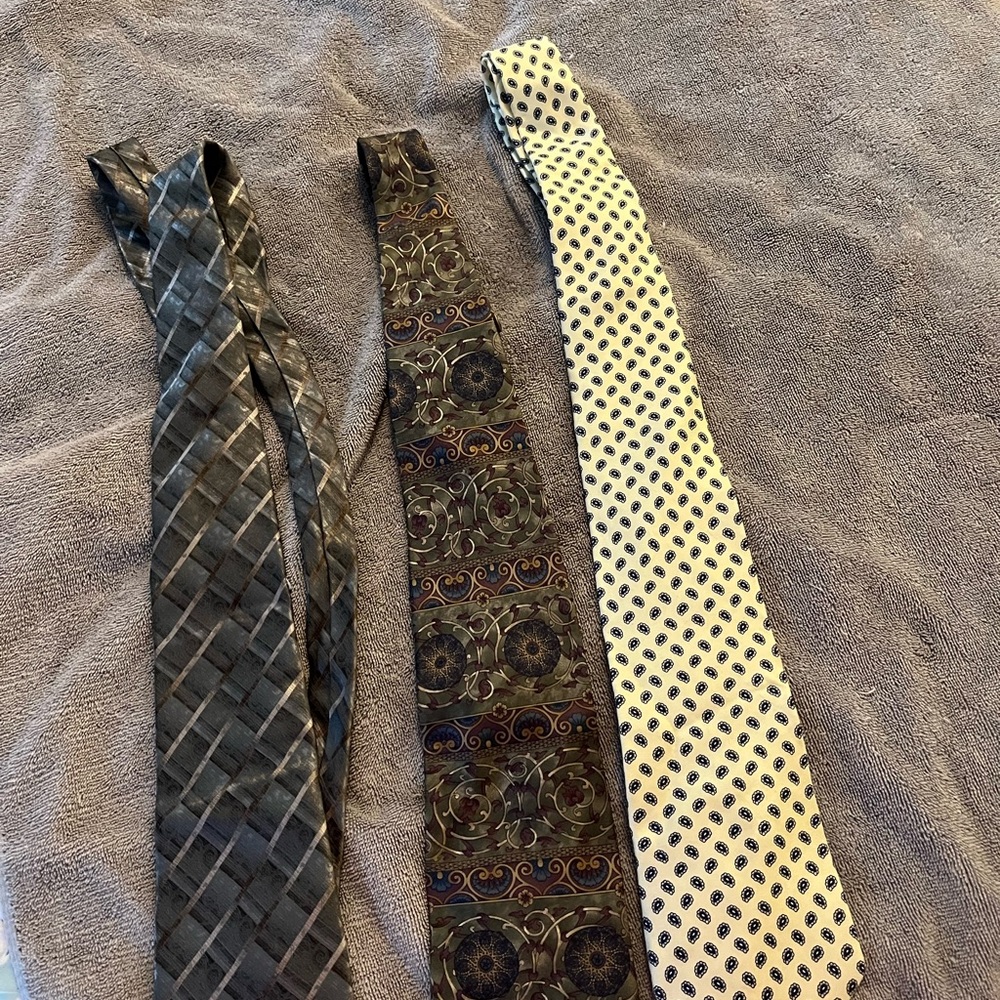 Men's Tie Set - Black/grey, Brown/green, and yellow